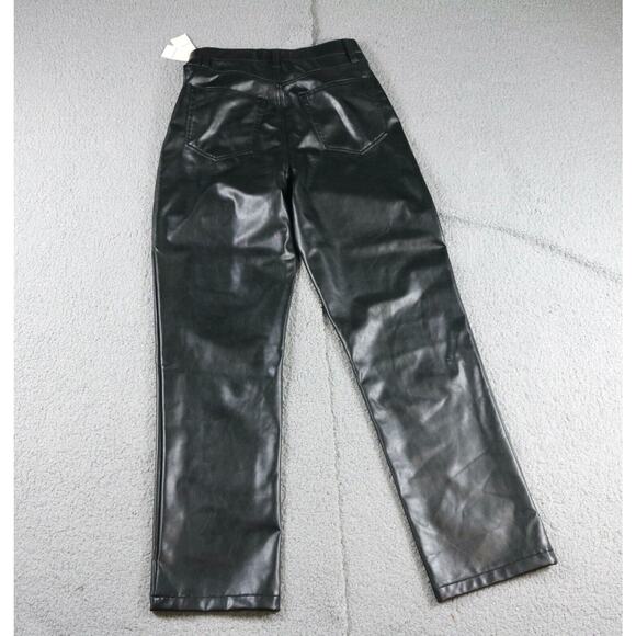 New Abercrombie Fitch 90's Straight Ultra High Rise 6 Black Faux Leather Pants - Picture 2 of 8
